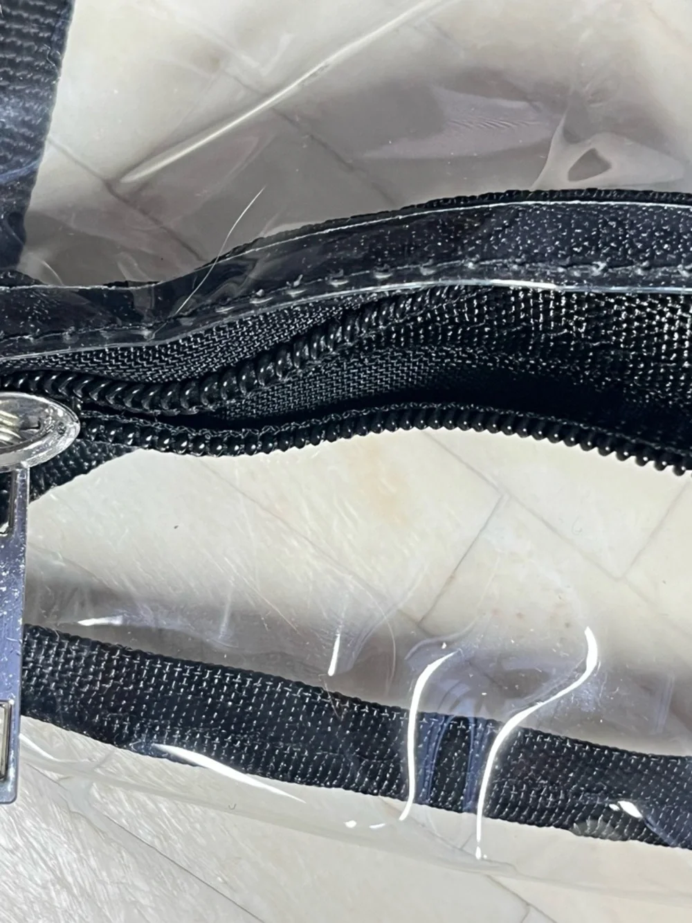 Transparent Belt Bag - Clear PVC Black Trim Fanny Pack - Picture 4 of 6